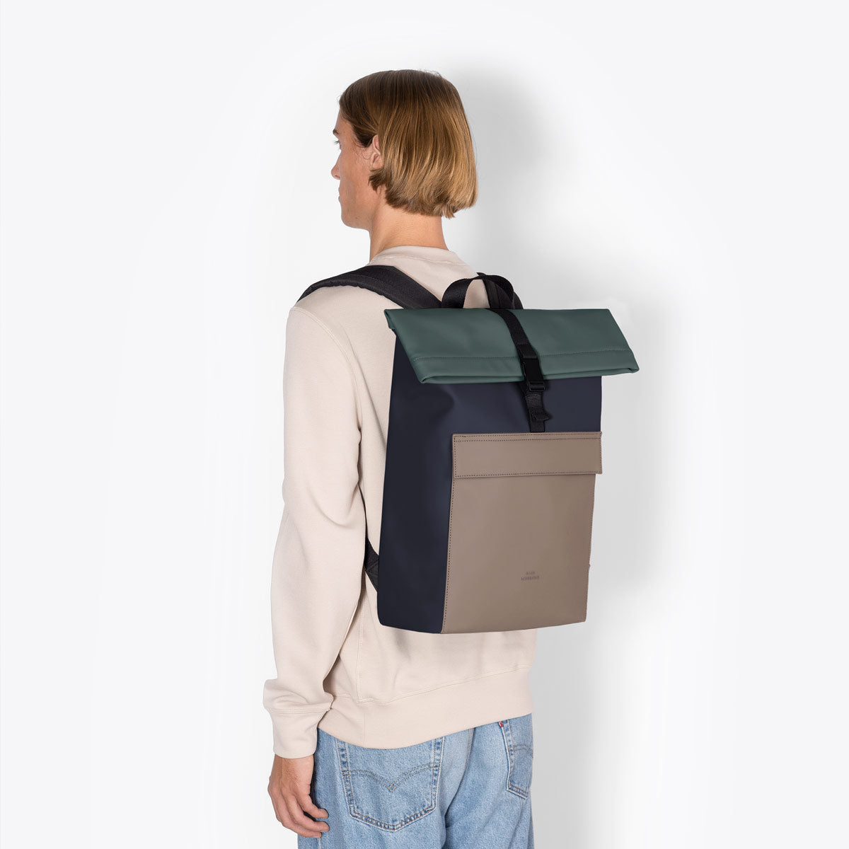 Jannik Roll-Top Backpack - Dark Navy - Dark Sand / Medium