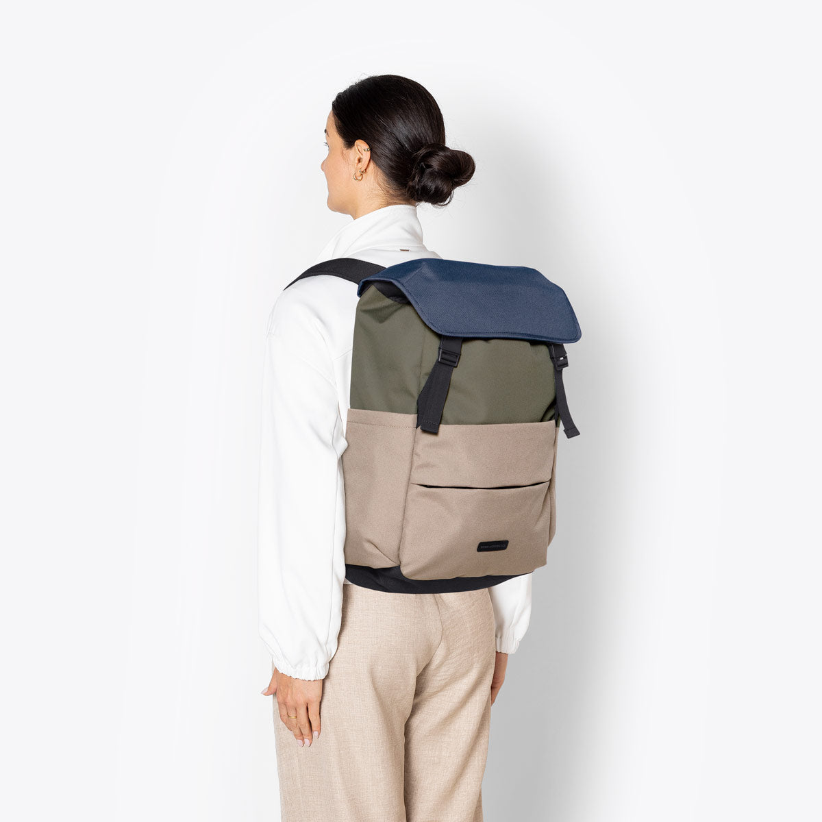 Stellan Flap-Top Backpack - Dark Navy - Dark Sand