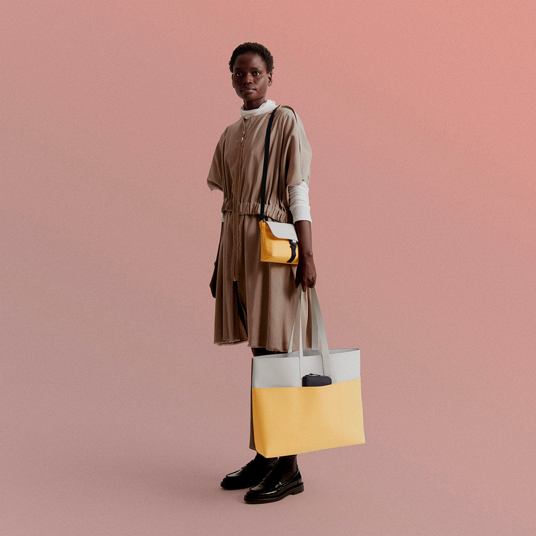 Emilia Tote Bag - Glacier Grey - Lemon