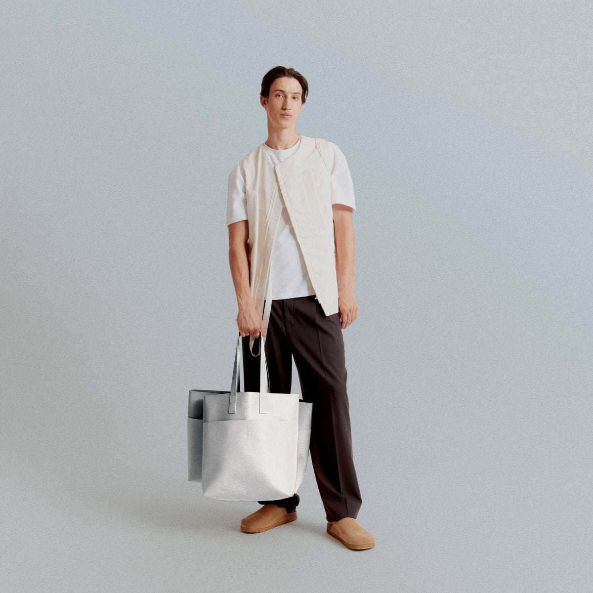 Noah Tote Bag - Silver Metallic
